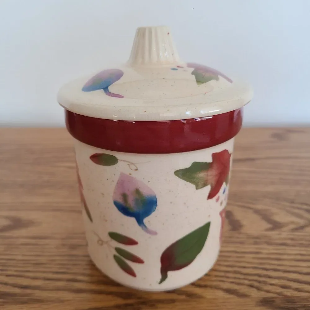 Vintage Hallmark Fall Candle With Lid - Ceramic - Autumn Leaves - Acorns - Vines